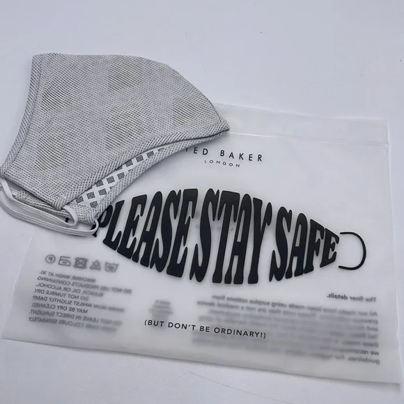 Ted Baker Gray Face Mask TED BAKER LONDON Reversible Reusable FACE MASK NWT - Picture 9 of 12